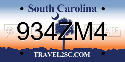 934ZM4 South Carolina License Plate