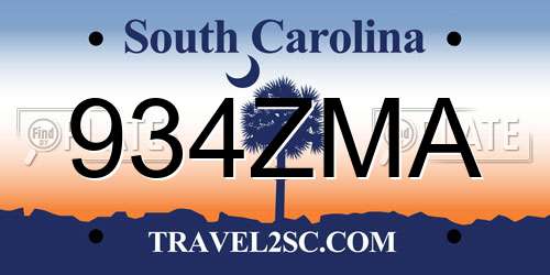 934ZMA South Carolina License Plate