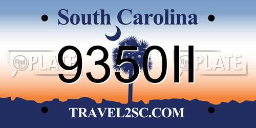 9350II South Carolina License Plate