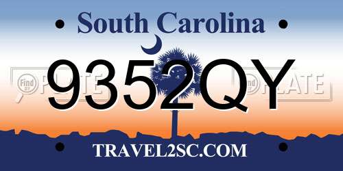 9352QY South Carolina License Plate