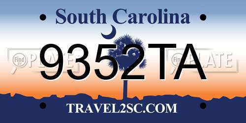 9352TA South Carolina License Plate