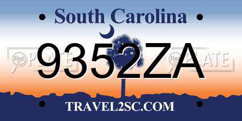 9352ZA South Carolina License Plate
