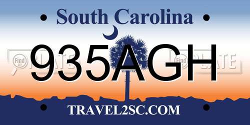 935AGH South Carolina License Plate