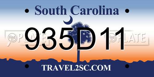 935D11 South Carolina License Plate