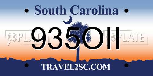 935OII South Carolina License Plate