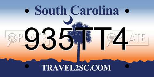 935TT4 South Carolina License Plate