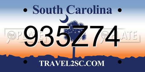 935Z74 South Carolina License Plate