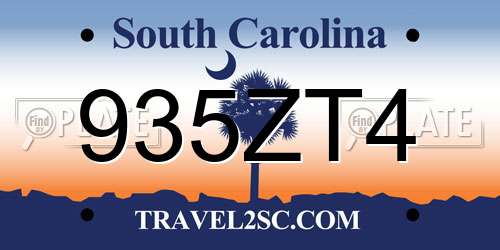 935ZT4 South Carolina License Plate