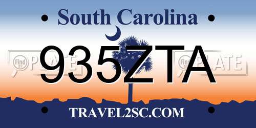 935ZTA South Carolina License Plate