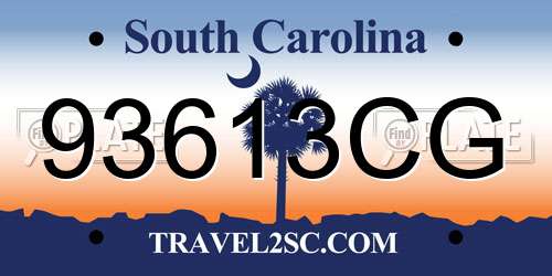 93613CG South Carolina License Plate