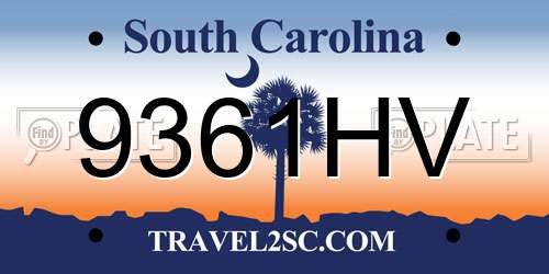9361HV South Carolina License Plate