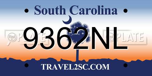 9362NL South Carolina License Plate