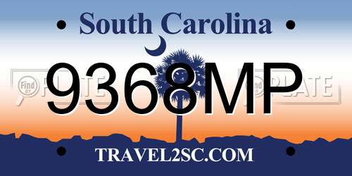 9368MP South Carolina License Plate