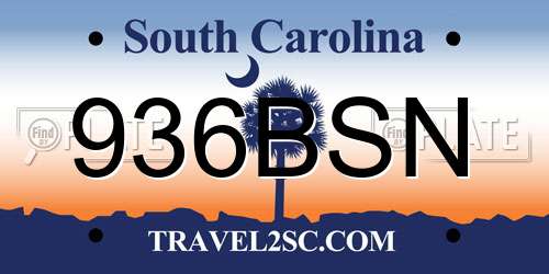 936BSN South Carolina License Plate