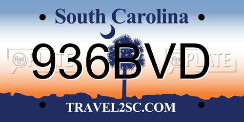 936BVD South Carolina License Plate