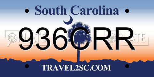 936CRR South Carolina License Plate