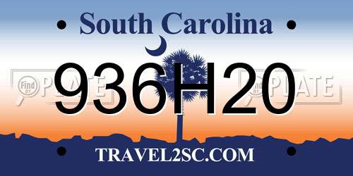 936H20 South Carolina License Plate