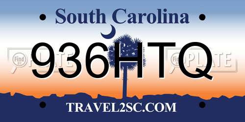 936HTQ South Carolina License Plate