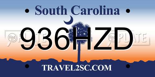 936HZD South Carolina License Plate