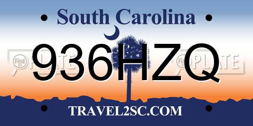 936HZQ South Carolina License Plate
