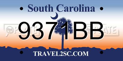 9371BB South Carolina License Plate
