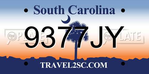 9377JY South Carolina License Plate
