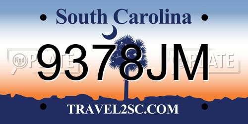9378JM South Carolina License Plate