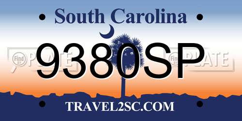9380SP South Carolina License Plate