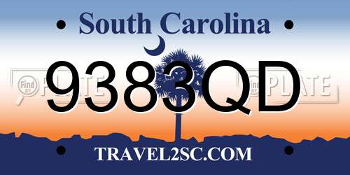 9383QD South Carolina License Plate