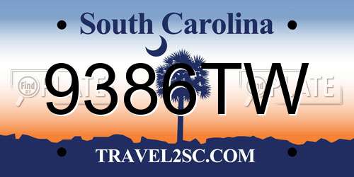 9386TW South Carolina License Plate
