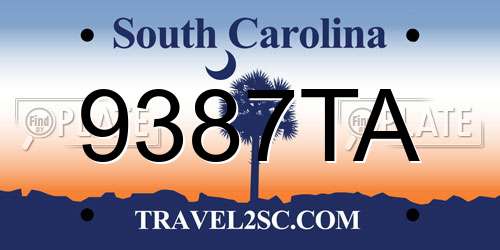 9387TA South Carolina License Plate