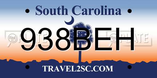 938BEH South Carolina License Plate