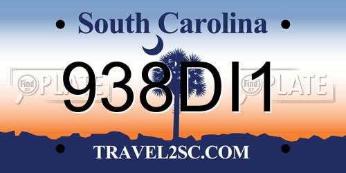 938DI1 South Carolina License Plate