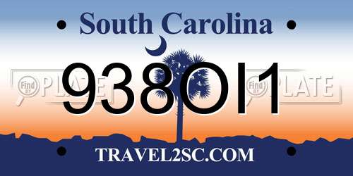 938OI1 South Carolina License Plate