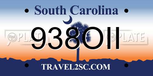 938OII South Carolina License Plate