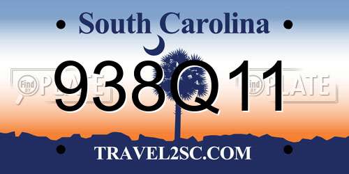938Q11 South Carolina License Plate