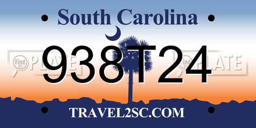 938T24 South Carolina License Plate