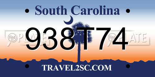 938T74 South Carolina License Plate