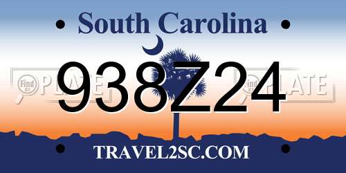 938Z24 South Carolina License Plate