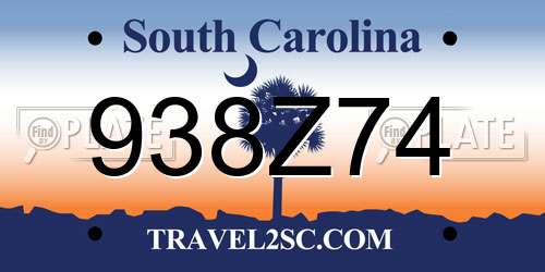938Z74 South Carolina License Plate