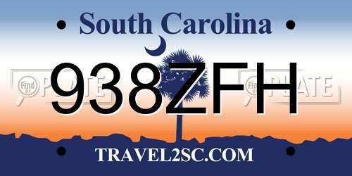 938ZFH South Carolina License Plate