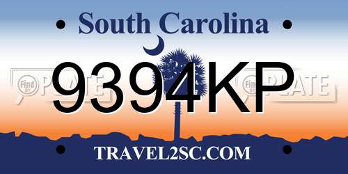 9394KP South Carolina License Plate