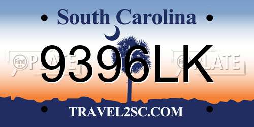 9396LK South Carolina License Plate