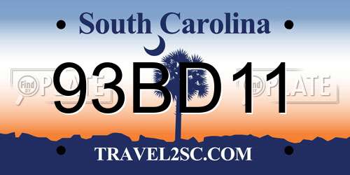 93BD11 South Carolina License Plate
