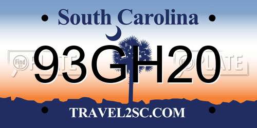 93GH20 South Carolina License Plate