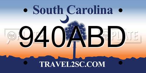 940ABD South Carolina License Plate