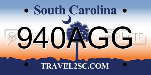 940AGG South Carolina License Plate