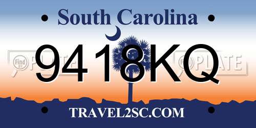 9418KQ South Carolina License Plate