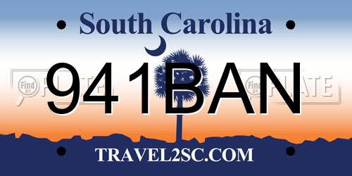 941BAN South Carolina License Plate