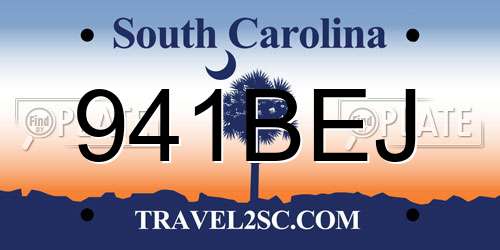 941BEJ South Carolina License Plate